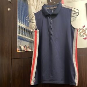 Red and White Sleeveless Athletic Top